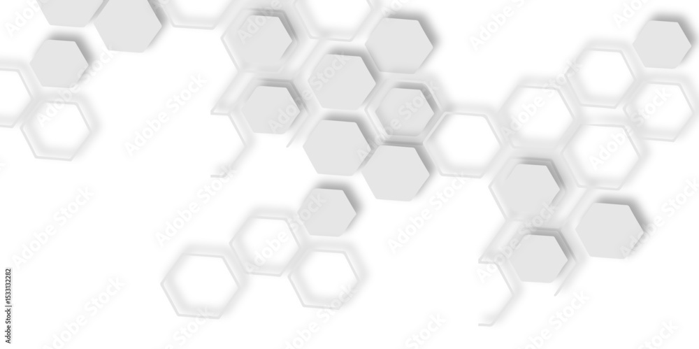 Poster abstract white hexagons arranged diagonally white background creating modern and clean design featur