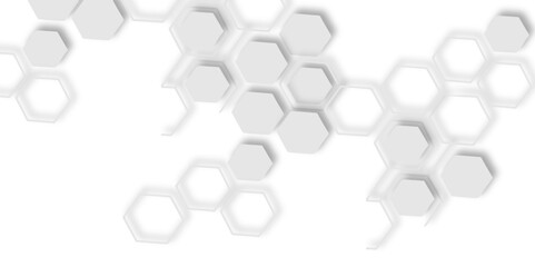 Abstract white hexagons arranged diagonally white background creating  modern and clean design featuring  cluster of interconnected hexagons aesthetic.