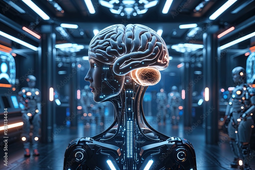 Poster high resolution 4k futuristic brain interface animation showcasing advanced human intelligence and r