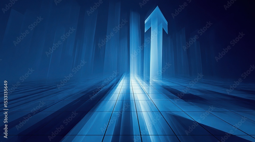 Poster tall transparent blue bars creating depth and perspective in view