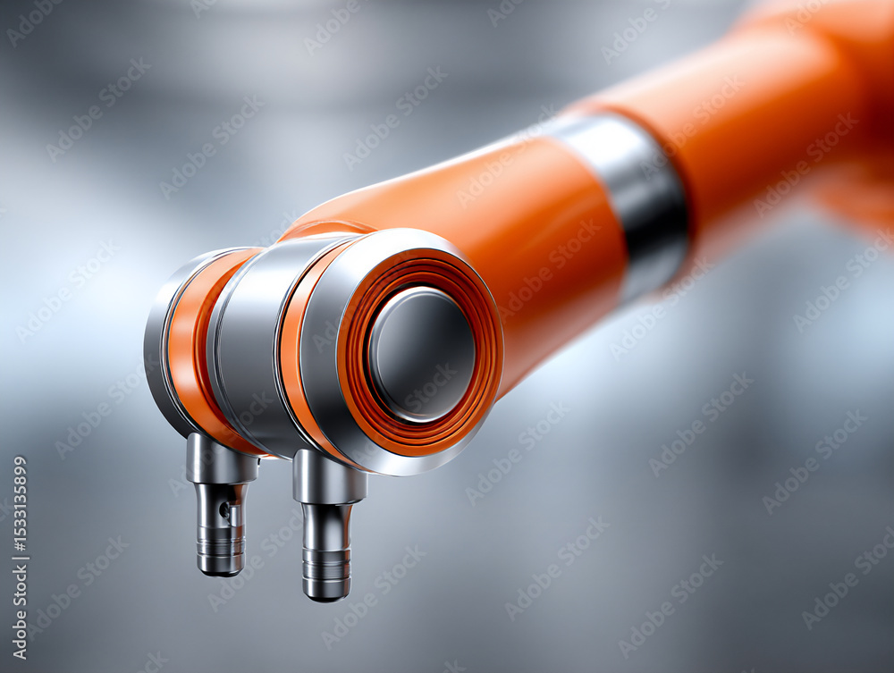 Poster advanced manufacturing facility with autonomous robots precisely assembling intricate products