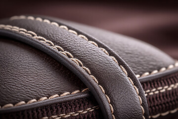 macro shot of the precise stitching on a pair of handcrafted leather shoes