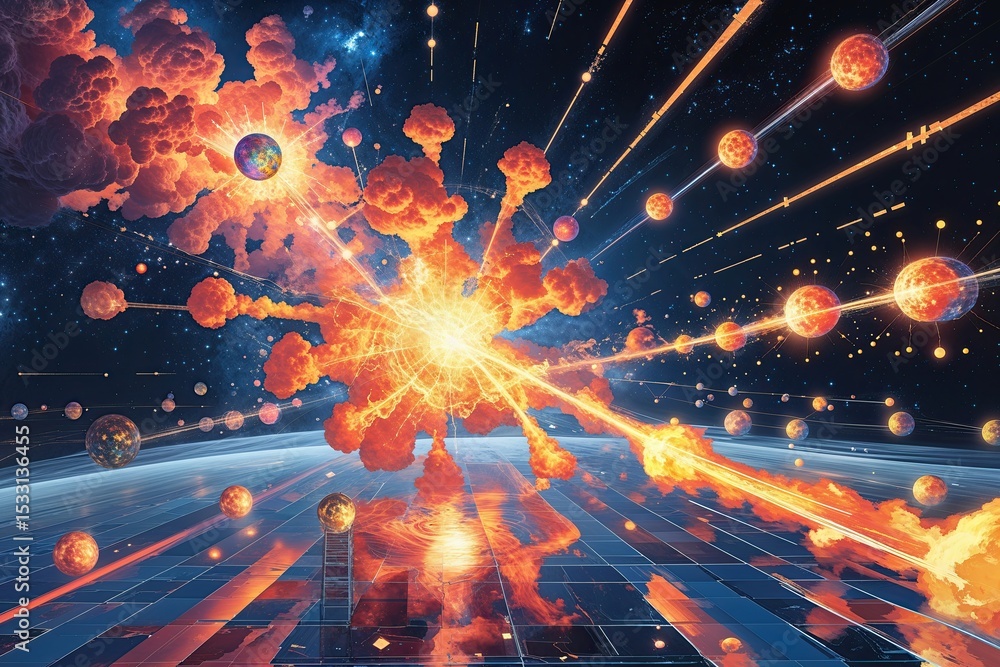 Poster Innovative Conceptual Art Exploring Quantum Theories and Narrative Dynamics with Advanced Data Analysis