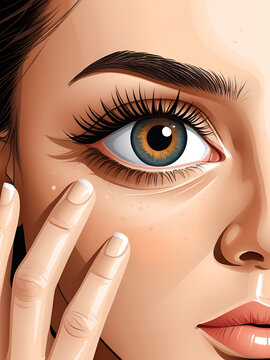 Tired Eye Twitching with Health problems Vector Illustration. Person suffering from blepharospasm showing symptoms