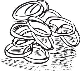 唐辛子　輪切り　手描き線画