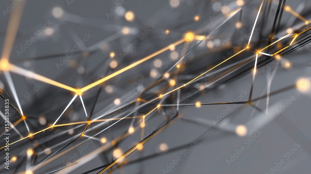 Poster digital geometric pattern with glowing vertices and lines