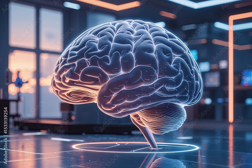 Poster cognitive brain animation enhancing advanced human interaction and future learning solutions