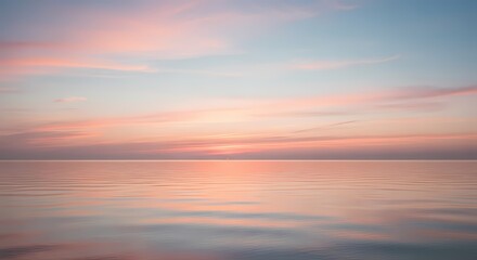Obraz premium Serene Horizon: Pastel Sunset Reflections for Mindfulness and Wellness
