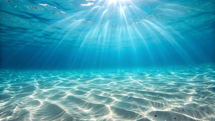 Fototapeta premium Sunbeams Illuminating the Ocean Floor Underwater Serenity