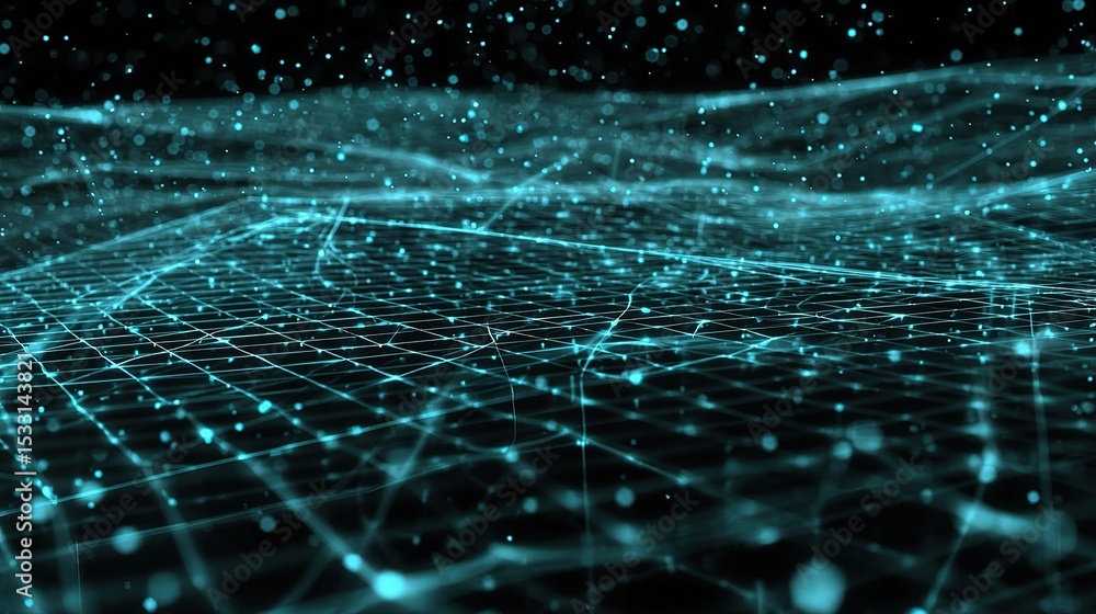 Poster abstract digital technology grid with data connections and fx effects