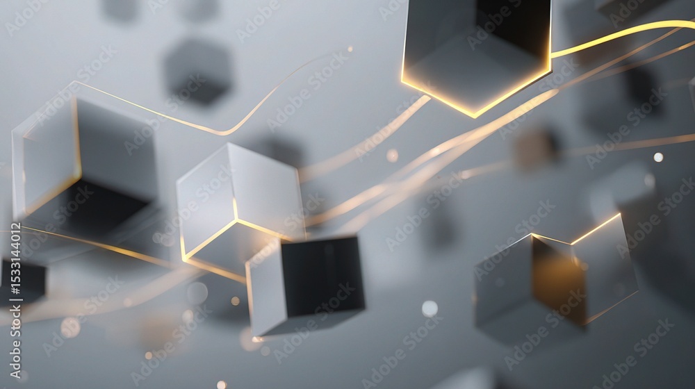 Aufkleber futuristic geometric composition with floating tech elements
