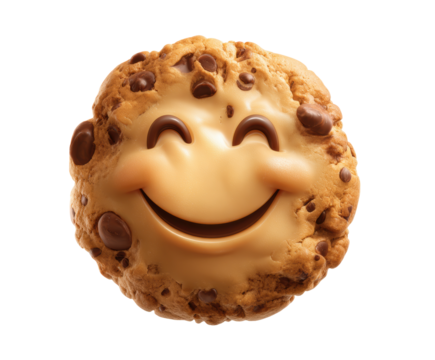 Happy cookie character with smiling face for delightful designs on a transparent background, cut out