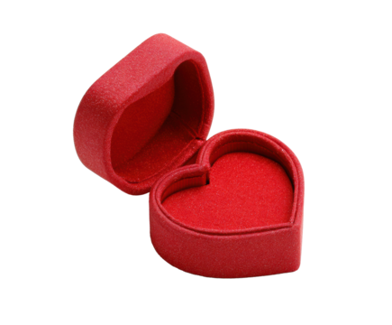 Heart-shaped red gift box for special occasions and celebrations on a transparent background, cut out
