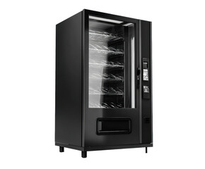 Modern vending machine for snacks and beverages in public space on a transparent background, cut out