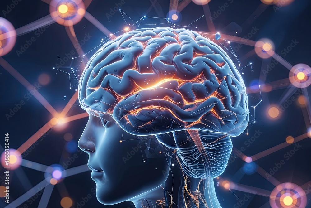 Poster cognitive brain animation enhancing human interaction and innovative learning design