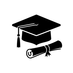 Graduation cap and diploma icon representing education achievements