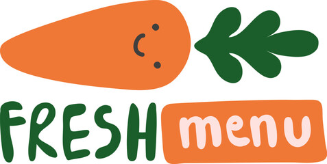 Kids Fresh Menu Smiling Carrot Logo