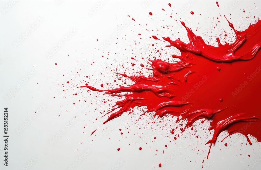 Poster dynamic red paint splash on white background. fluid motion creates artistic effect. splatter with vi
