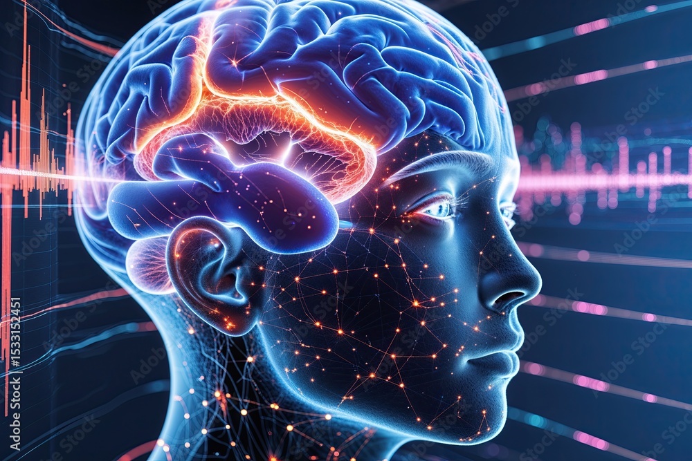 Poster revolutionary brainwave visualization transforming future technology with advanced design and insigh
