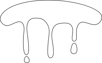 Continuous liquid outline forming a smooth flowing coating with dripping edges.