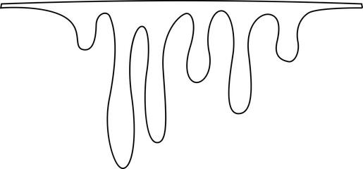 Continuous outlined fluid slowly leaking with small drops.