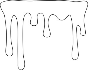 Large mass of liquid spilling over with a continuous dripping effect.