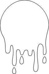 Thick liquid mass extending downward in a dripping motion.