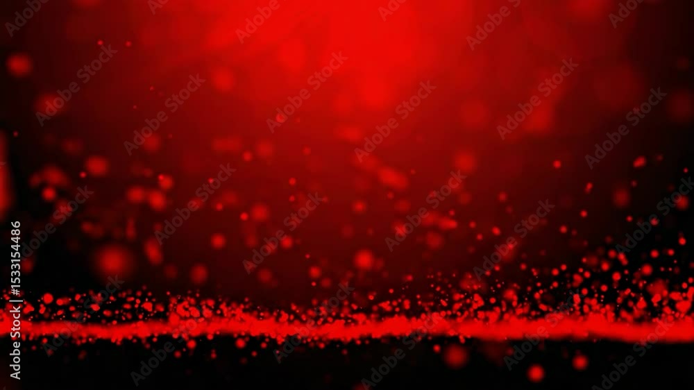 Poster red abstract background with glowing particles creating a dynamic, modern design. 4k video.