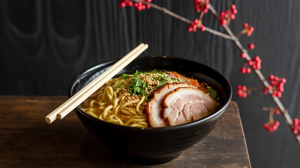 Delicious Ramen Noodle Soup with Chashu Pork
