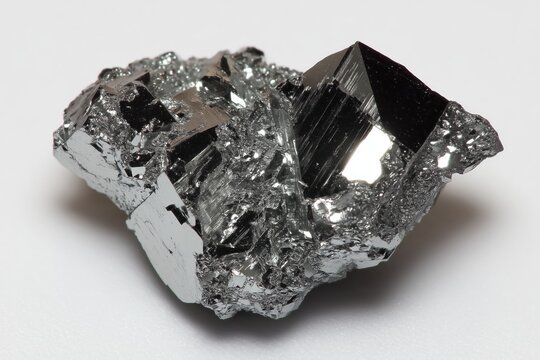 Ruthenium metal chunk exhibits metallic luster and crystalline structure in a controlled laboratory setting