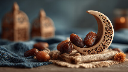 Elegant decor featuring Ramadan moon and dates set for celebration