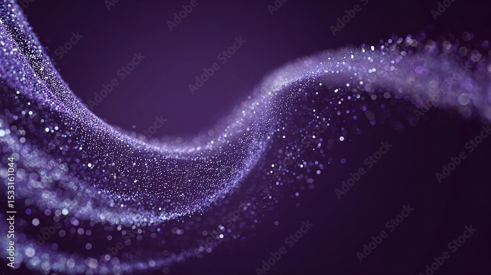 Poster purple particle wave swirling with tiny glowing dots