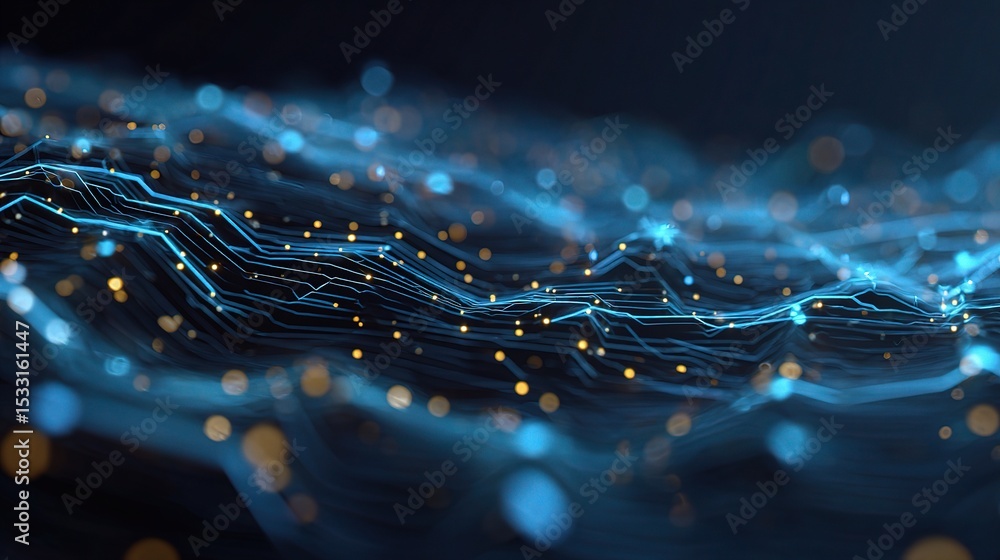 Poster dynamic technology pattern of intertwined circuits and lights