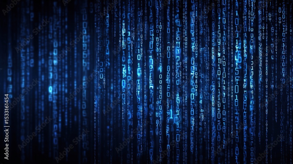 Poster abstract digital blue wallpaper with matrix style code elements
