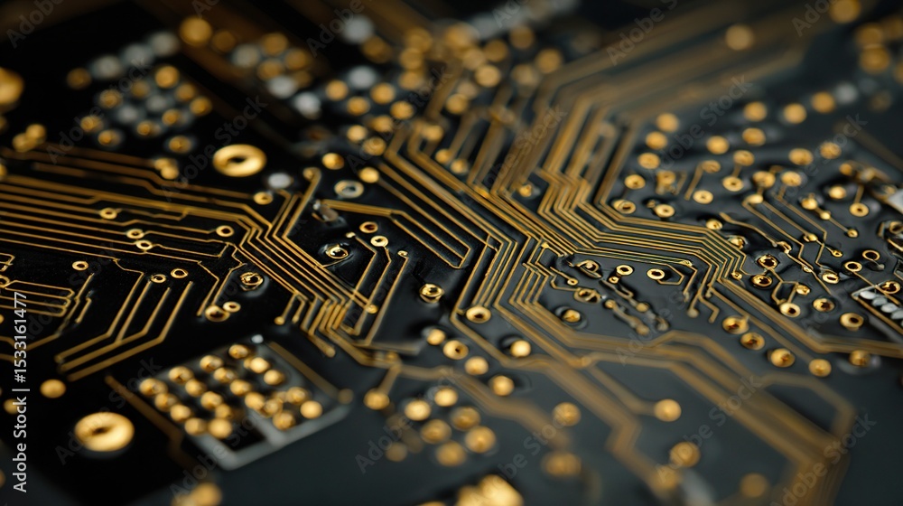 Poster close-up of an abstract computer motherboard with detailed circuitry