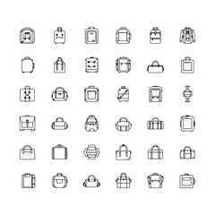 Fototapeta premium Collection of line art luggage and bag icons