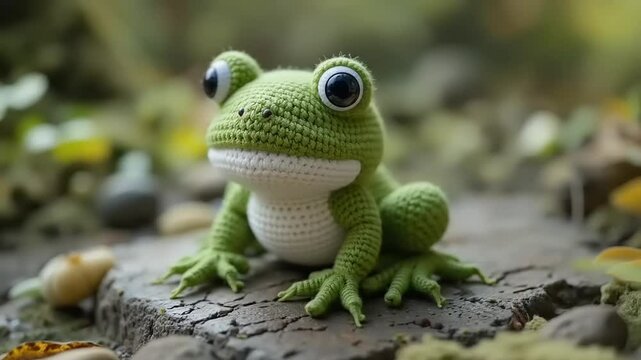Crochet Frog Garden Decor.