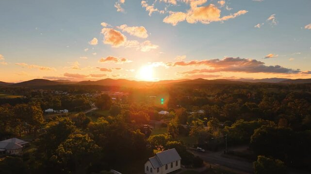 Aerial Drone View Over Beechwood, Rural Landscape in New South Wales, Australia. 4k footage, aerial view australia, drone photography nsw, beechwood aerial, rural landscape australia, new south wales 