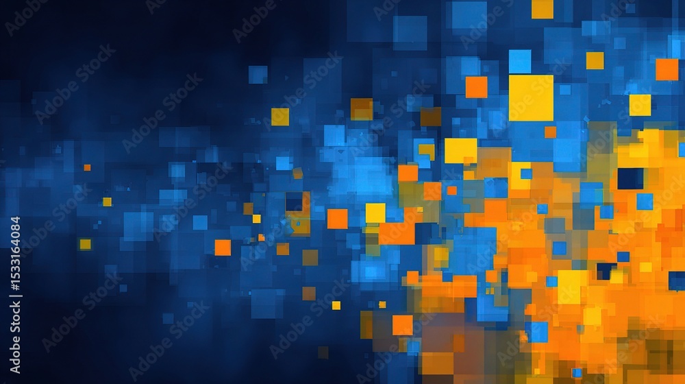 Aufkleber abstract blue and orange background with colorful square patterns