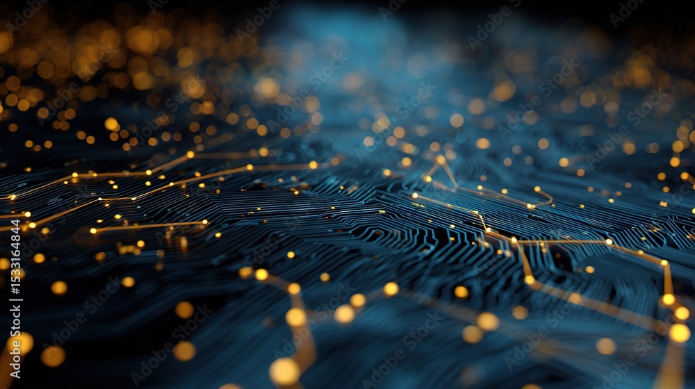 Poster abstract modern background with floating circuit patterns and lights