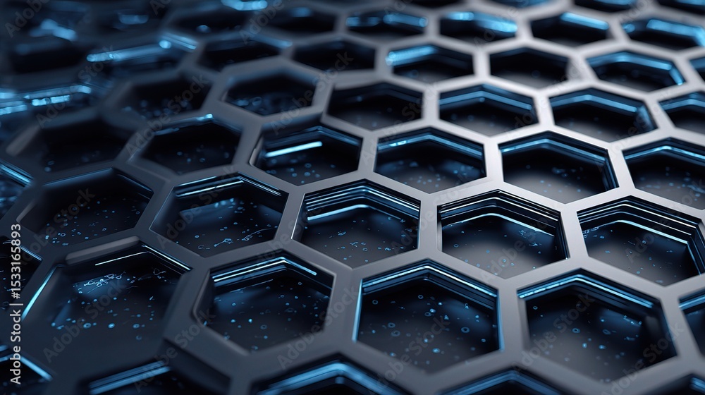 Poster futuristic hexagonal grid pattern with subtle shading effects
