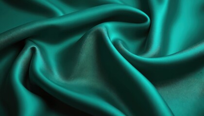 Obraz premium Close-up of flowing green silk fabric. Smooth glossy texture, elegant folds, luxury material with soft sheen. Perfect for fashion, interior, design projects.
