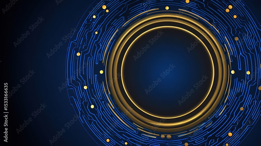 Poster abstract circle design with circuit pattern on dark background