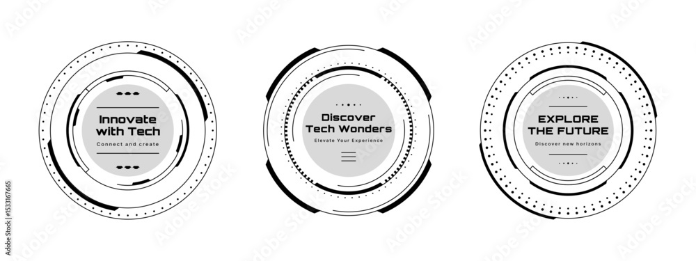 Aufkleber Futuristic hud vector graphics elements with text. User interface for innovative technology. Abstract digital concepts.