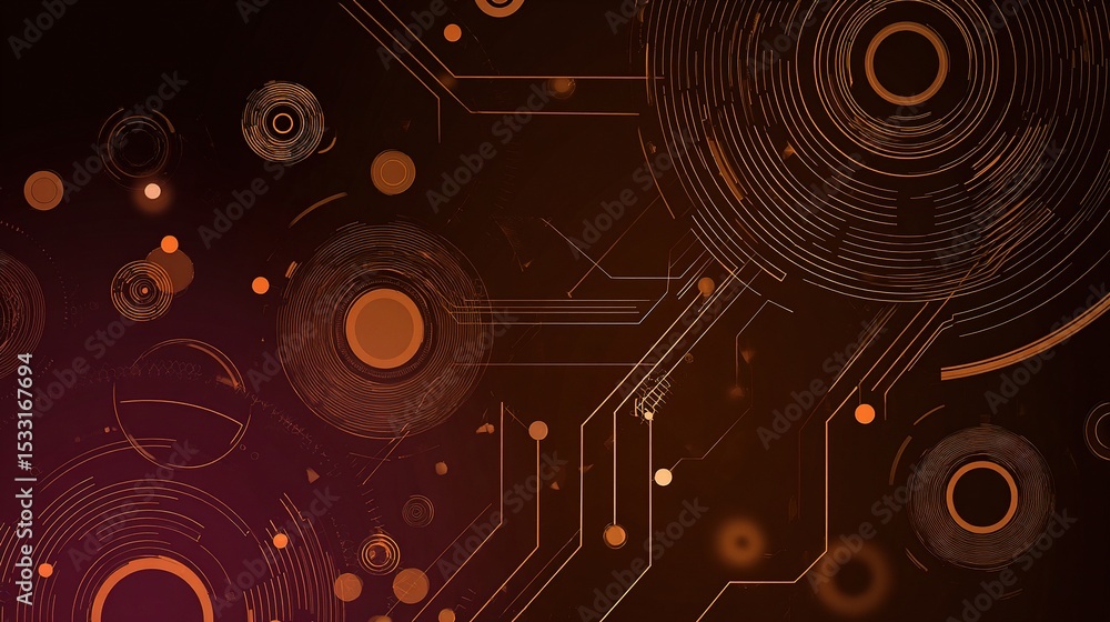 Poster abstract circle circuit background with merging elements and colors