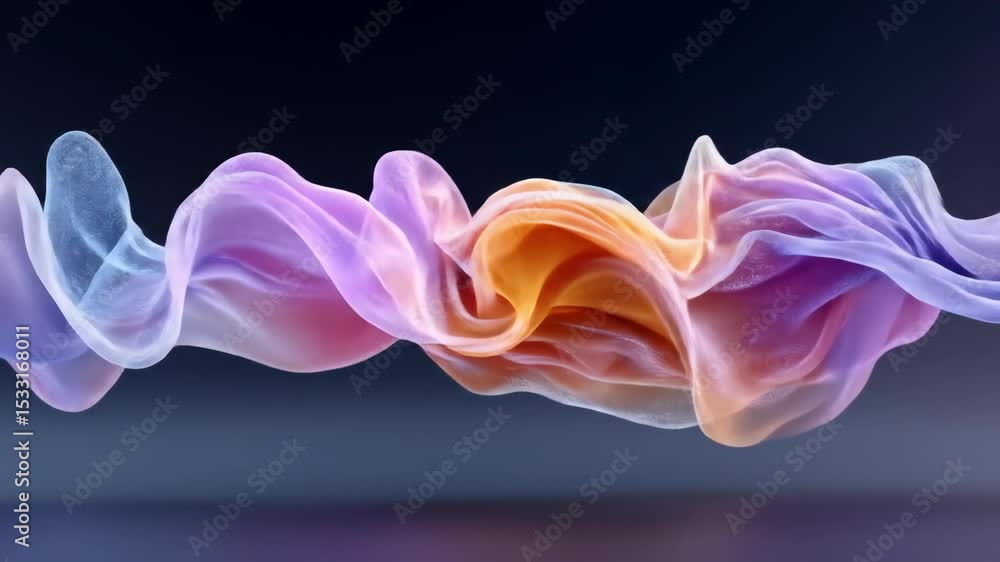 Poster flowing gradient waves and sparkling particles creating an abstract fluid background. modern digital