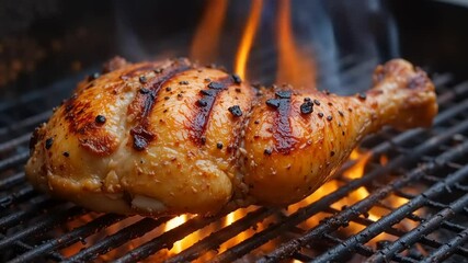 Grilled Chicken Leg on BBQ.