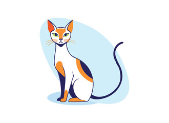 Colorful Cat Illustration - Modern Vector Art of a Calico Cat