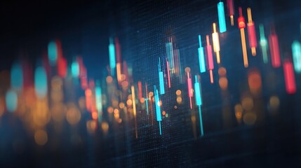 Abstract Candlestick Graph with Price Markers in Faded Background