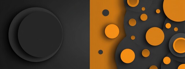Abstract dark gray and orange layered circles